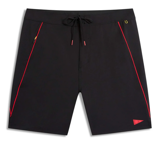 Florence Marine X Airtex Gamma 18.5" Boardshorts in black and red from the front