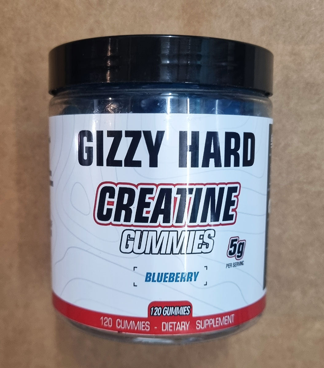 Gizzy Hard Creatine Gummies (120 Gummies) in blueberry flavour