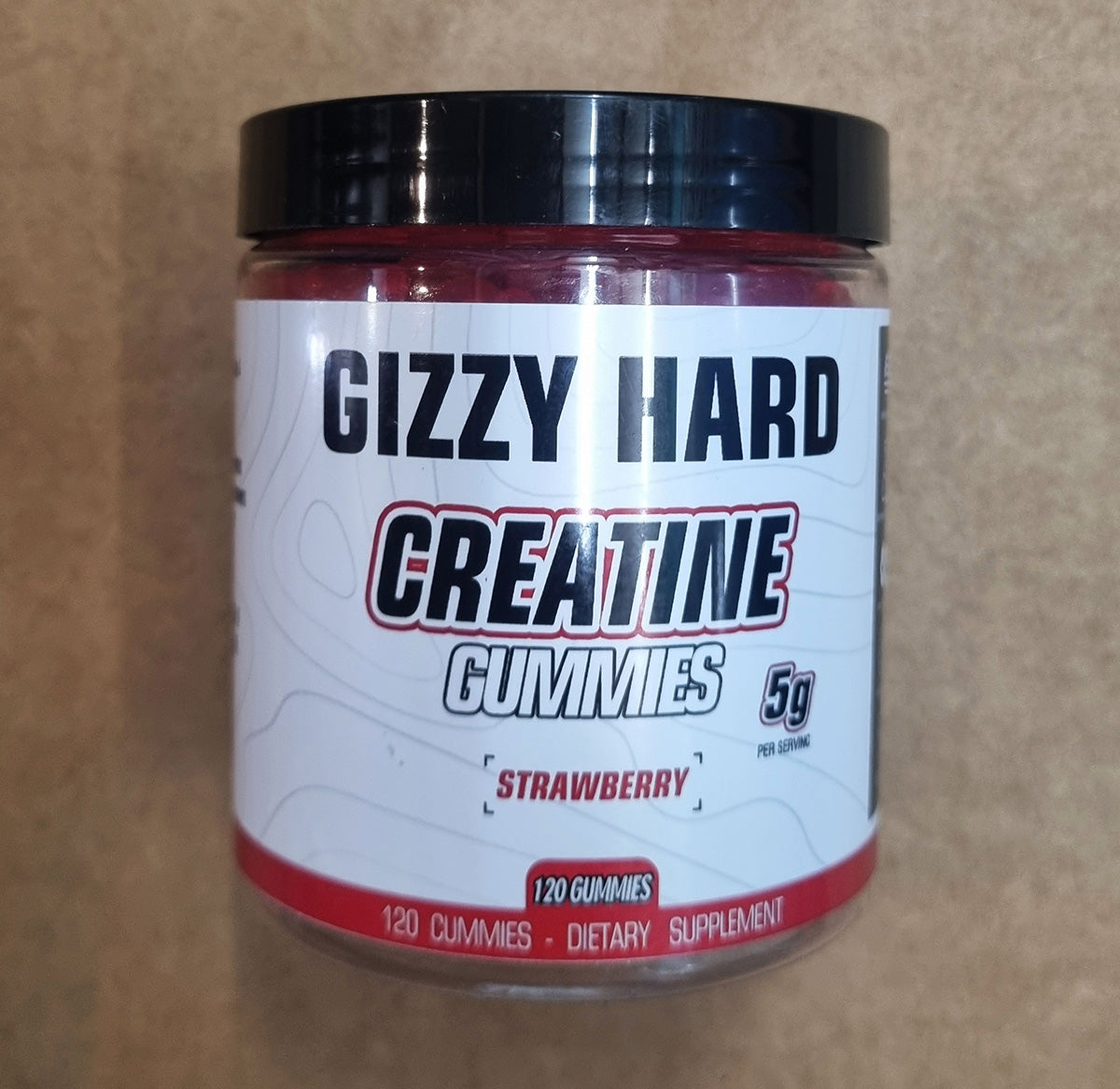 Gizzy Hard Creatine Gummies (120 Gummies) in strawberry flavour