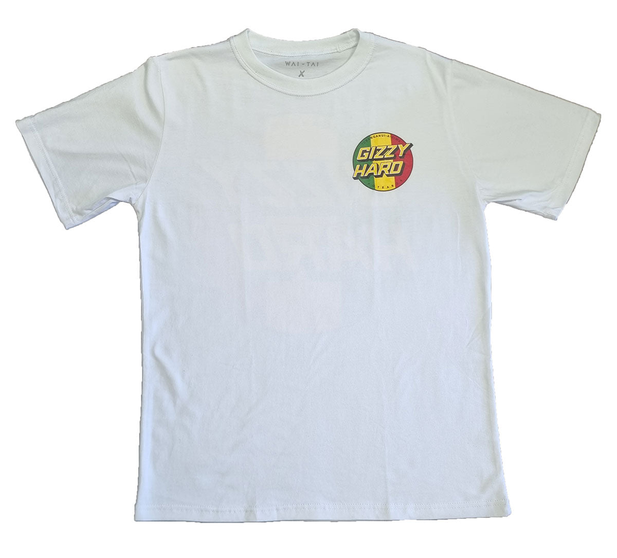 Gizzy Hard Giant Rasta Spots Tee in white from front