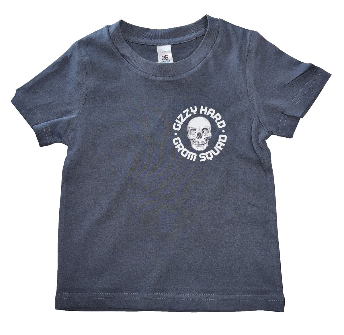 Gizzy Hard Grom Squad Kids Tee in colour petrol blue front veiw