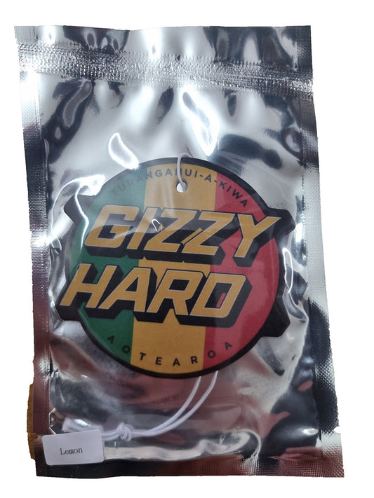 Gizzy Hard Lemon Car Air Freshener in sealed bag