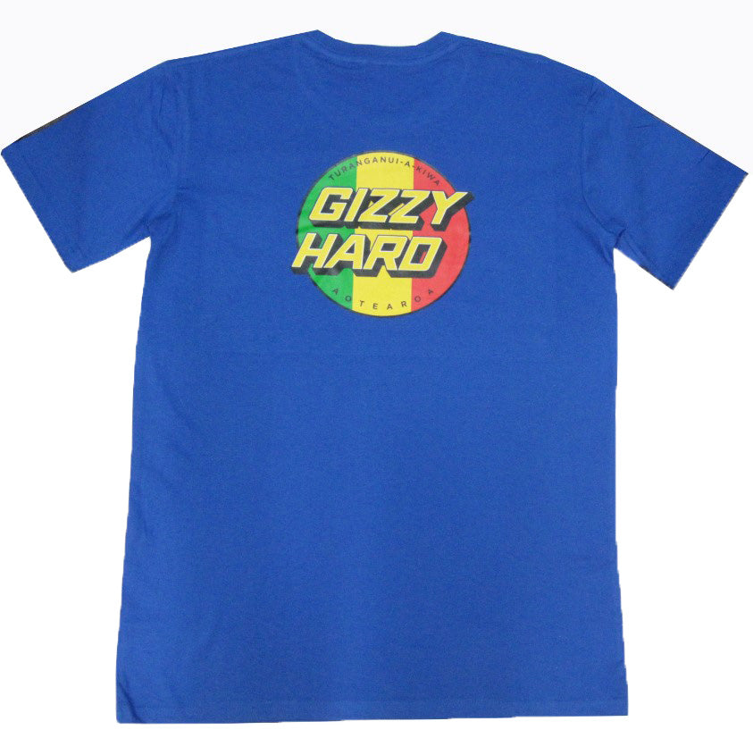 GIZZY HARD TRIBUTE TEE in bright royal from back