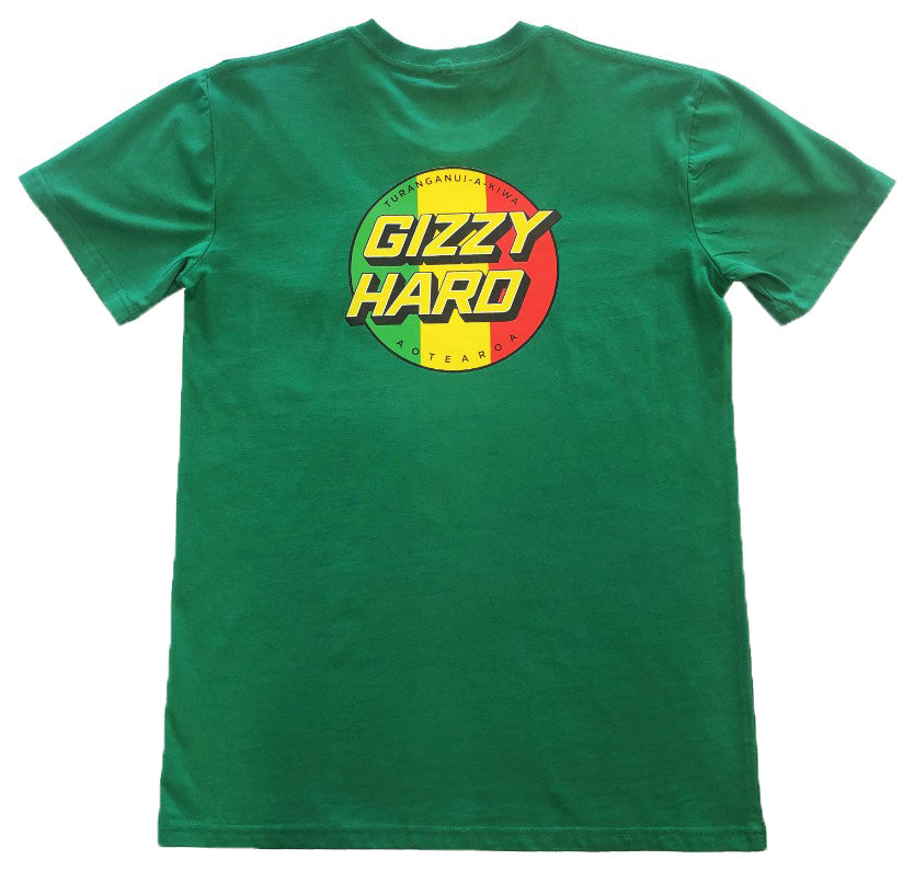 GIZZY HARD TRIBUTE TEE in kelly green from back