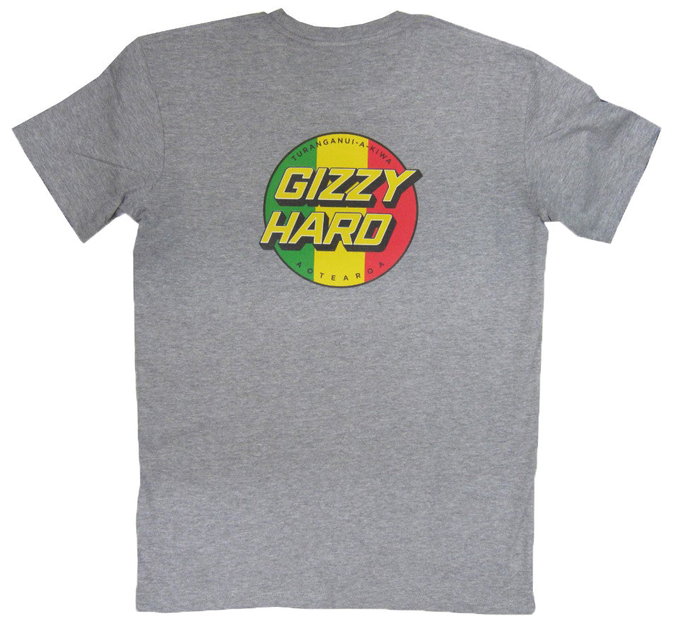 GIZZY HARD TRIBUTE TEE in grey marle from rear