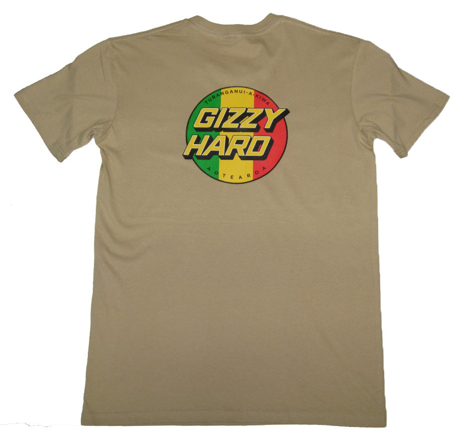 GIZZY HARD TRIBUTE TEE in sand colour from rear