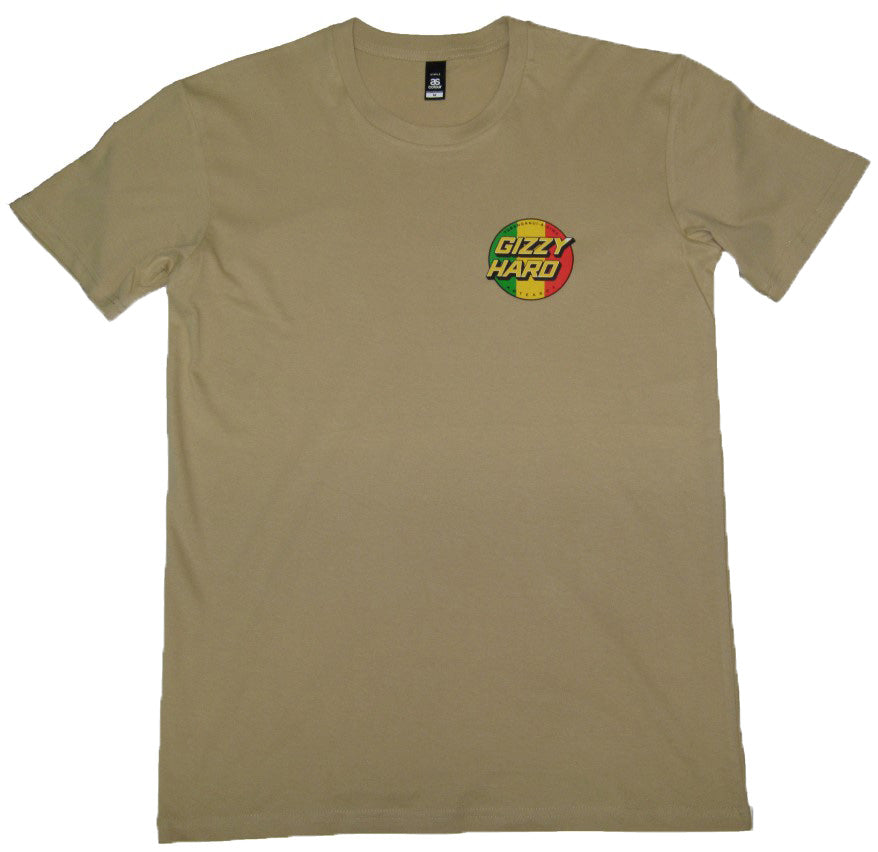 GIZZY HARD TRIBUTE TEE in sand colour from front