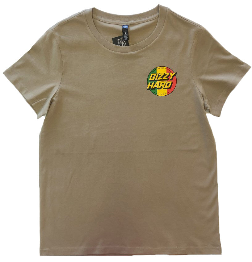 Gizzy Hard Tribute Womens Tee sand with rusta 