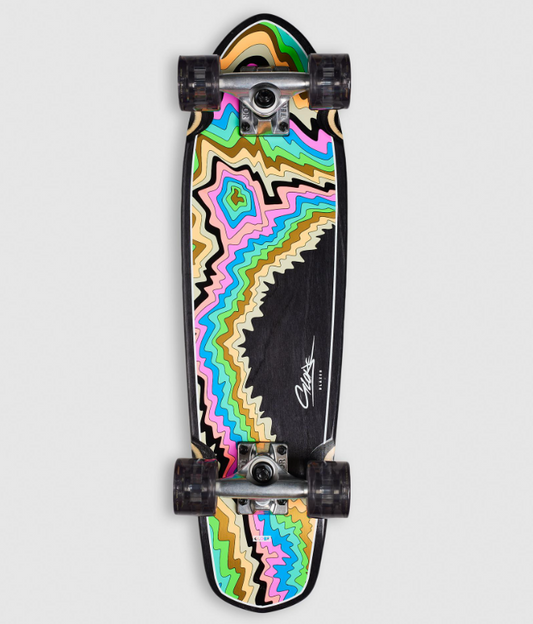 Globe Blazer 26" Cruiser Skateboard in crnch colourway showing the bottom of the board