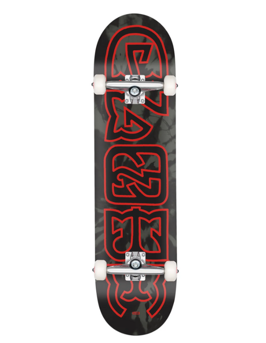 Globe G0 Heyman 8.0" Complete Skateboard in black and red colourway showing the board from the bottom