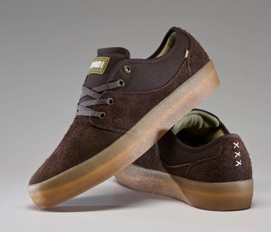 Globe Mahalo Skate Shoes - Dark Brown/Crepe showing a pair