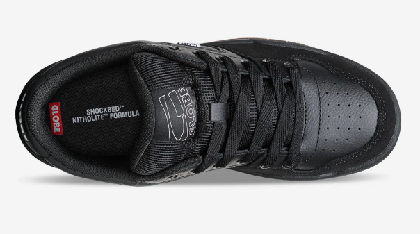 Globe Mojo 2 Men's Skate Shoes in black gum colourway showing left shoe from above