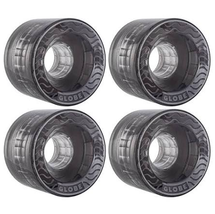Globe Retro Flex Cruiser 58mm 83a Skateboard Wheel Set in clear black colourway showing 4 wheels