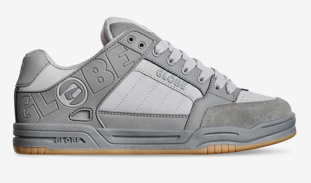 Globe Tilt Skate Shoes in smoke colourway from the side