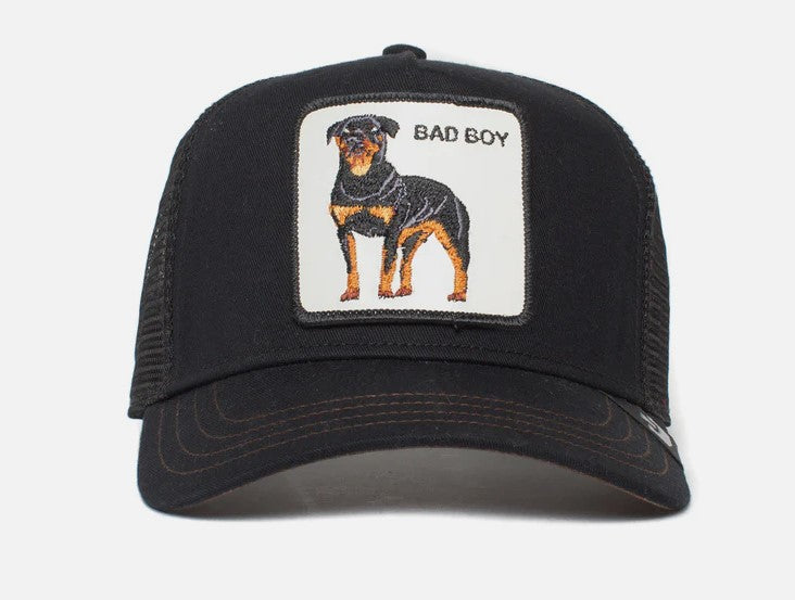 Goorin Bros The Baddest Boy Snapback Trucker Cap in black from front