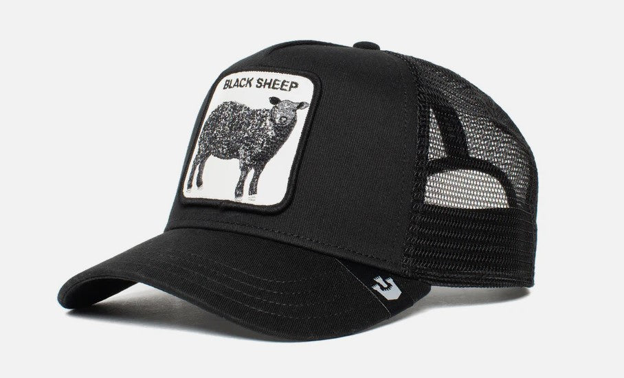 Goorin Bros The Black Sheep Snapback Trucker Cap in black from side