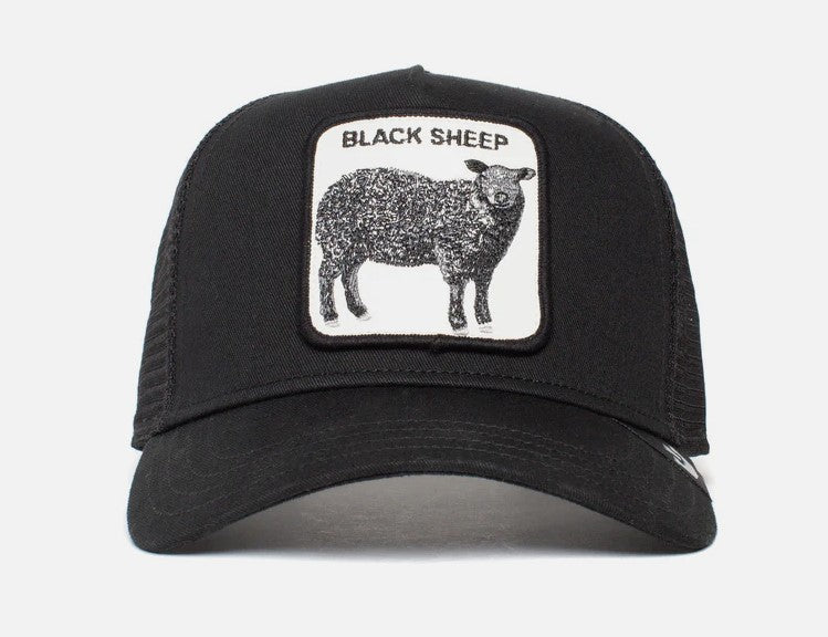 Goorin Bros The Black Sheep Snapback Trucker Cap in black from front