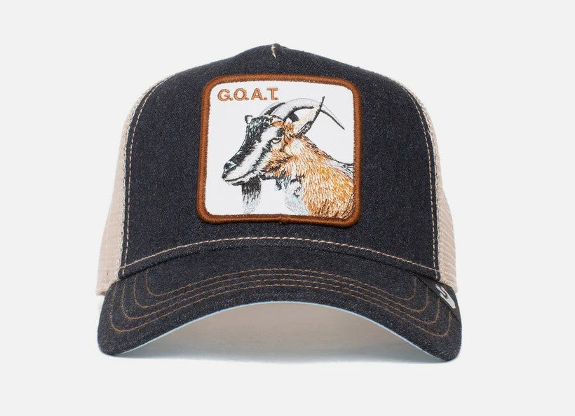 Goorin Bros The GOAT Snapback Trucker Cap in charcoal from front