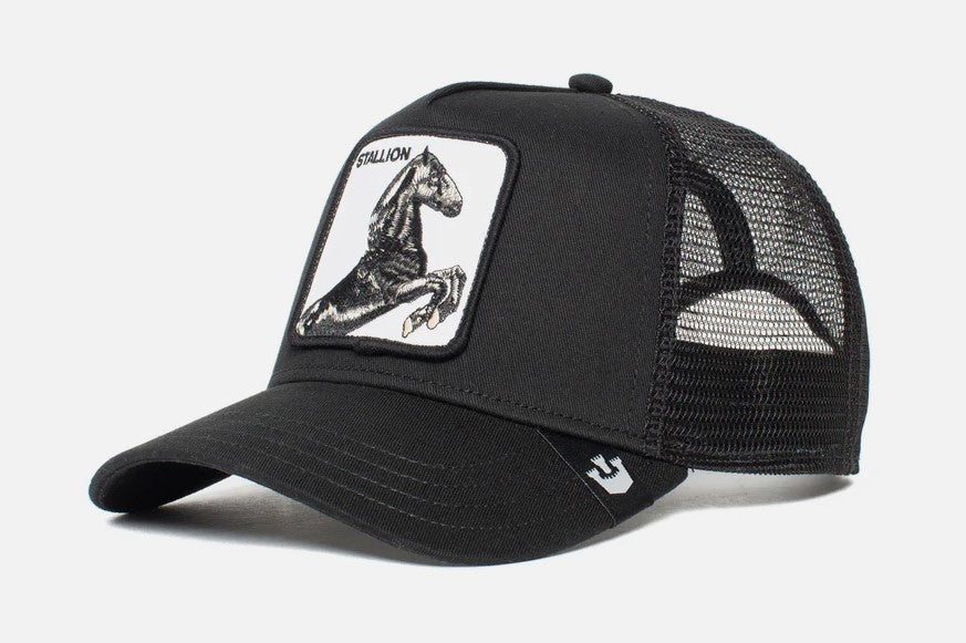 Goorin Bros The Stallion Snapback Trucker Cap in black from side