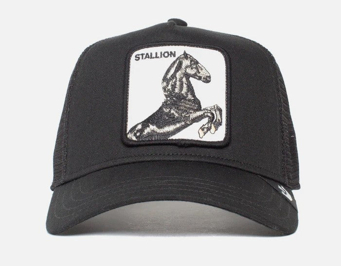 Goorin Bros The Stallion Snapback Trucker Cap in black from front