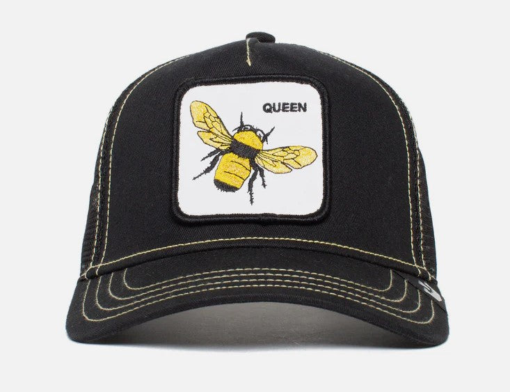 Goorin Bros The Queen Bee Snapback Trucker Cap in black from front