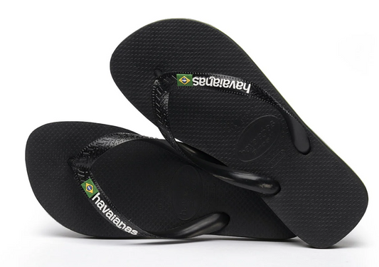 Havaianas Brazil Logo Black Jandals in black showing a pair