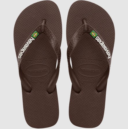 Havaianas Brazil Logo Brown Jandals showing a pair from above