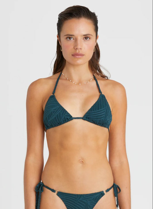 Heaven Bella Triangle And Kylie Side Tie Bikini Set in green front on