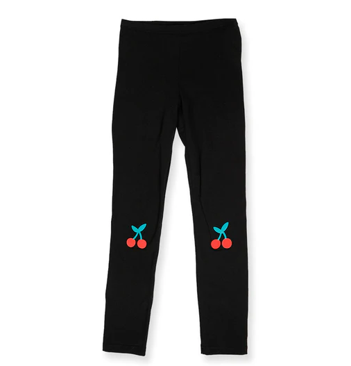 Hello Stranger Girls Leggings in black with red cherries 