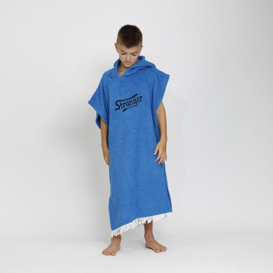 Hello Stranger Kids Poncho Hooded Towel in blue