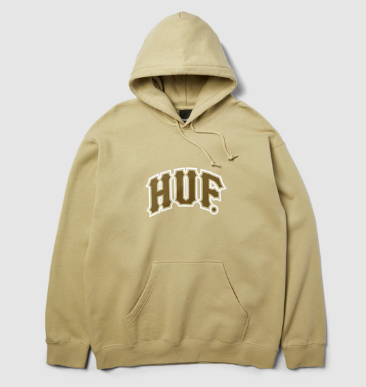 Huf Classic Arch Pullover Hoodie in sand colourway from front