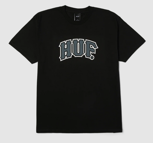 Huf Classic Arch T-Shirt in black with grey front logo