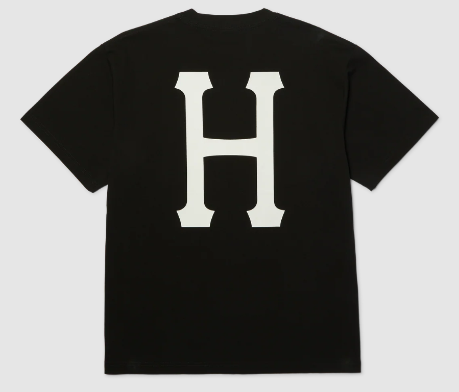 Huf Classic H T-Shirt in black with large H logo on the back