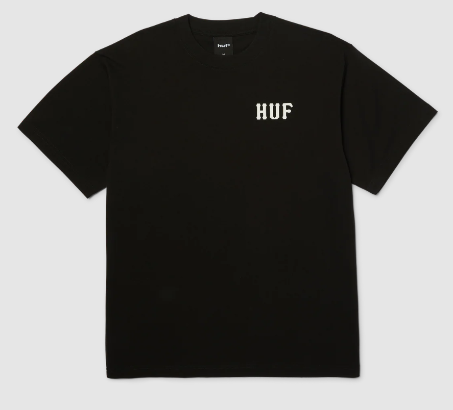 Huf Classic H T-Shirt in black with white left chest logo