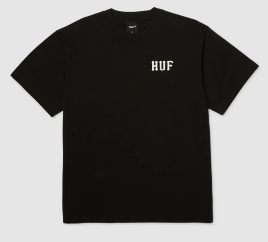 Huf Classic H T-Shirt in black with white left chest logo