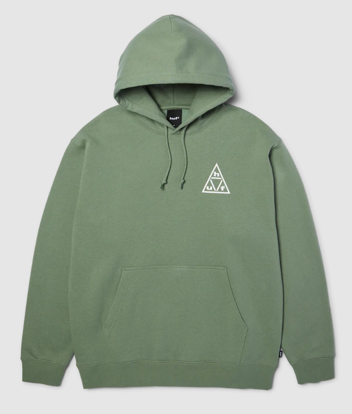 Huf Triple Triangle Pullover Hoodie in mint with white logos from front