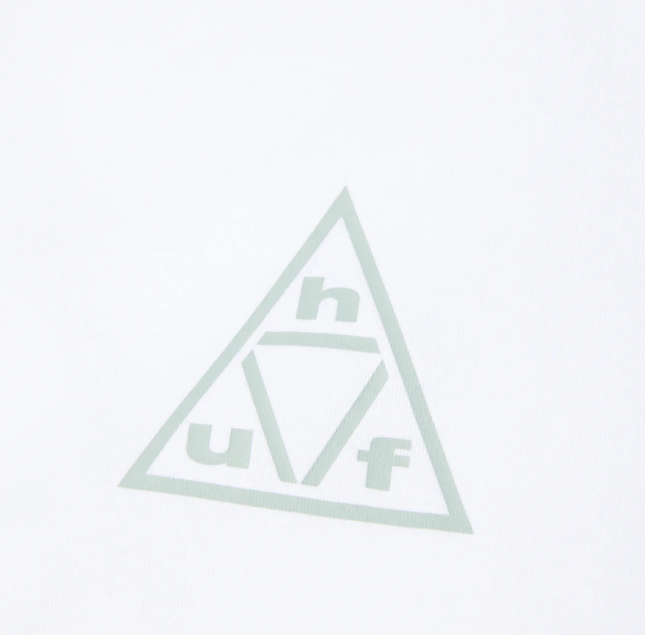 Huf Triple Triangle T-Shirt showing grey logo close up
