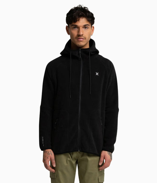 Hurley Explore 200 Polartec Hoody in black from front on model