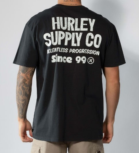 Hurley Organic Garage Tee in black from back