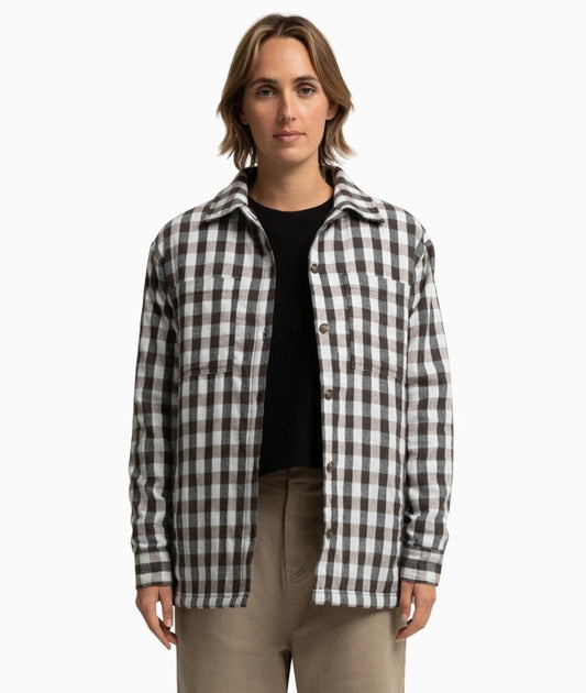 Hurley Quilted Laneway Long Sleeve Shirt in trench coat colourway