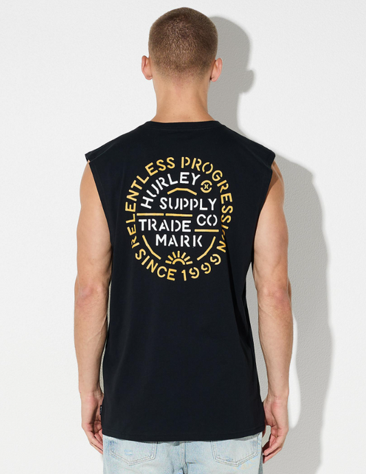 Hurley Supply Co Muscle Top in black showing the back of the top