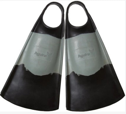 Hydro Swim Fins showing a pair in the black and charcoal colourway