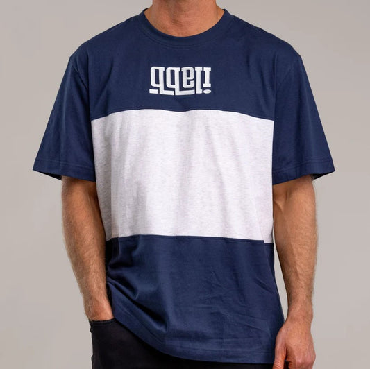 Ilabb Mens Enzo Triple Tee  navy white marle navy from front