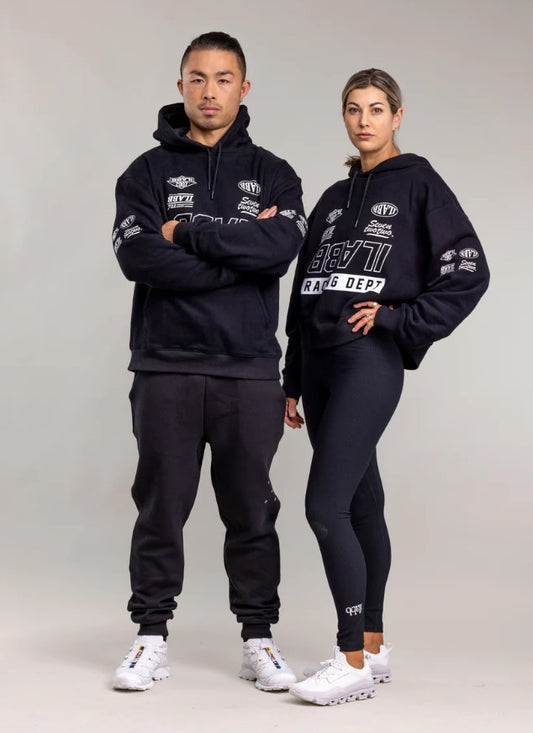 Man and woman wearing their ilabb hoods and she is wearing Ilabb Womens Race 3.0 Extra Hood
