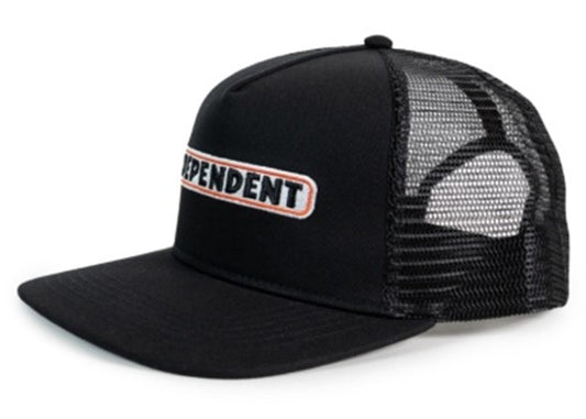 Independent Bar Flat Brim Trucker Cap in black