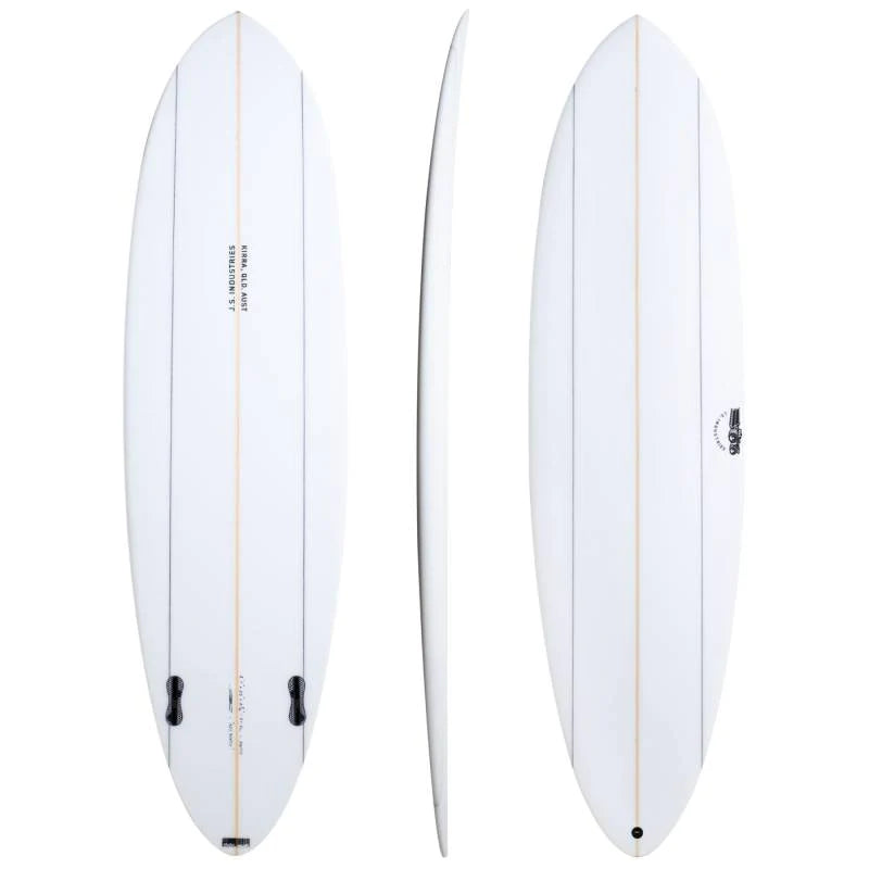 JS INDUSTRIES 6'8A BIG BARON PE SURFBOARD showing deck, bottom and side views with FCS 2 fin boxes