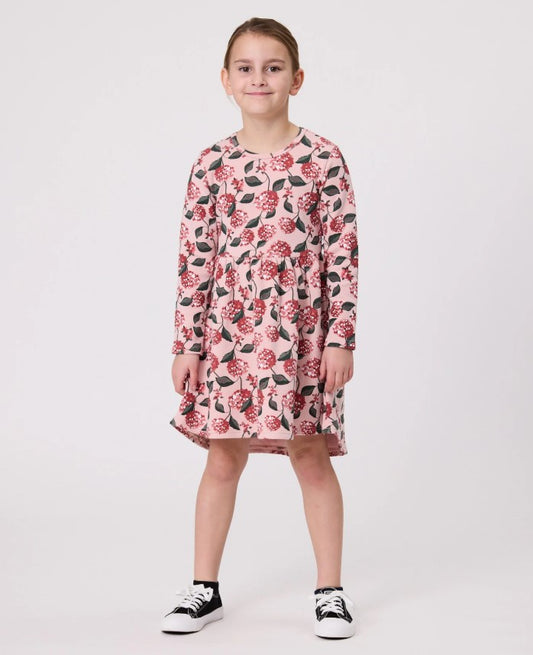 Kissed By Radicool Petals Girls Dress in pink on model from front