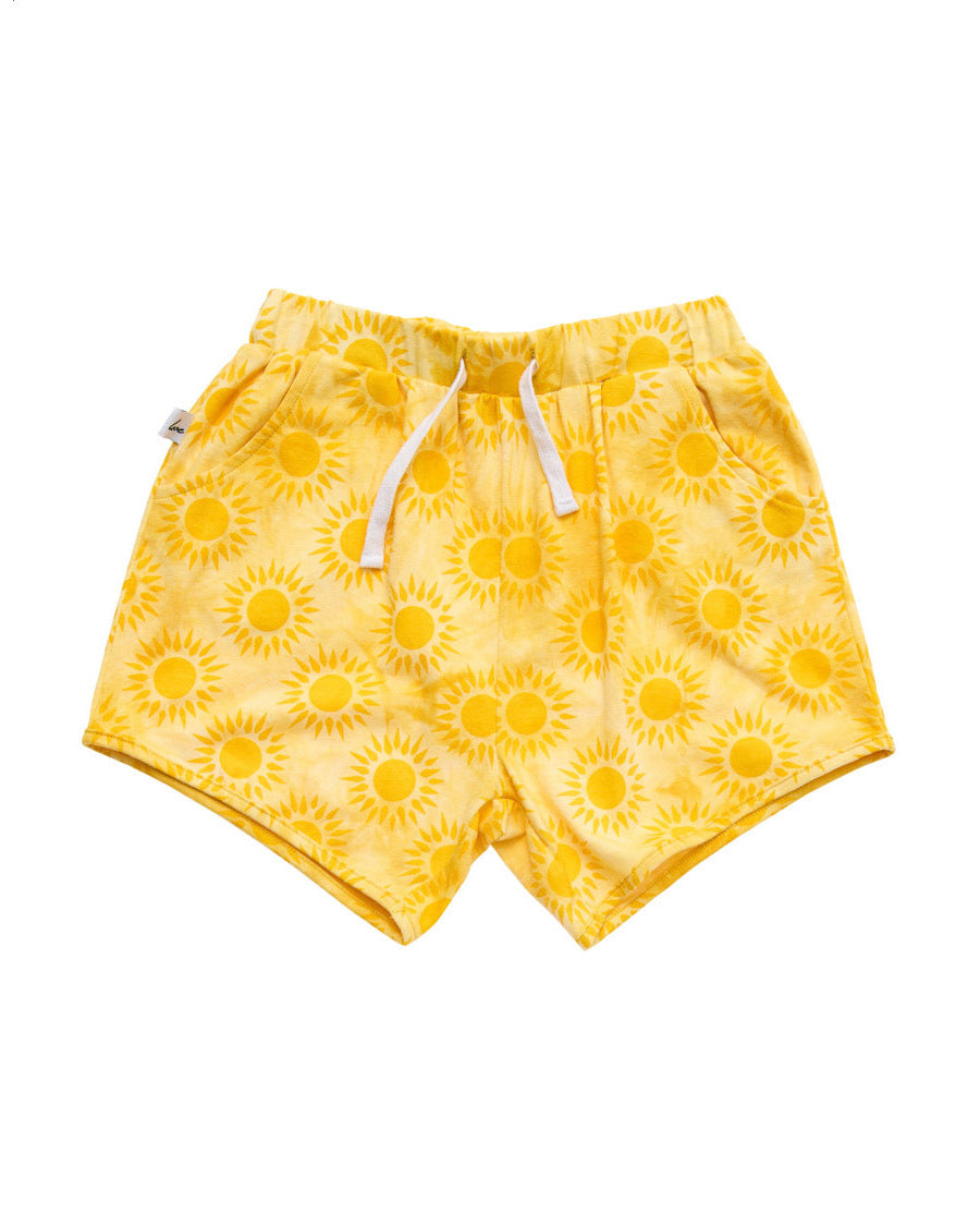 Kissed By Radicool Sunshine Tie Dye Shorts in yellow