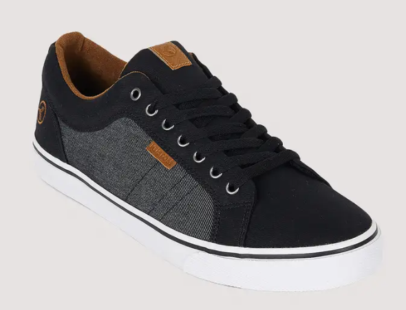 Kustom Finetime Classic Men's Shoes in black and granite colourway showing the right shoe from the outside