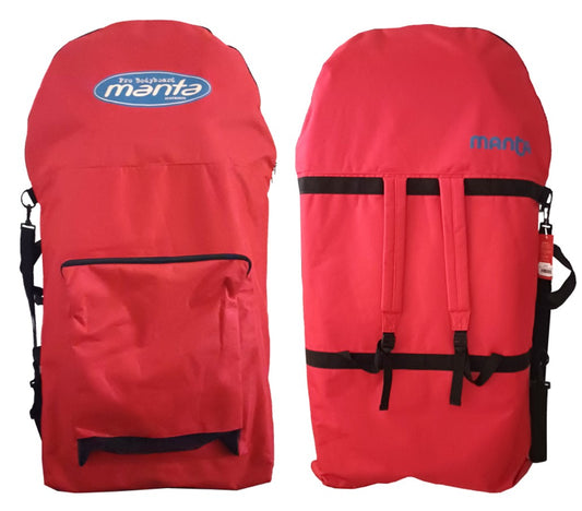 Manta Canvas Bodyboard Cover (1-2 boards) in red showing front and back